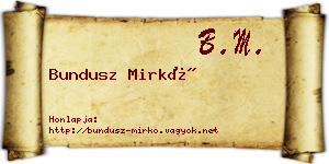 Bundusz Mirkó névjegykártya